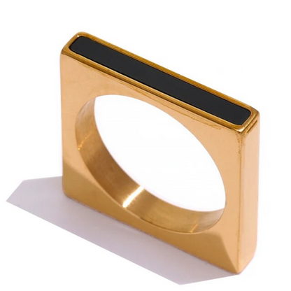 Geometric Square Enamel Ring