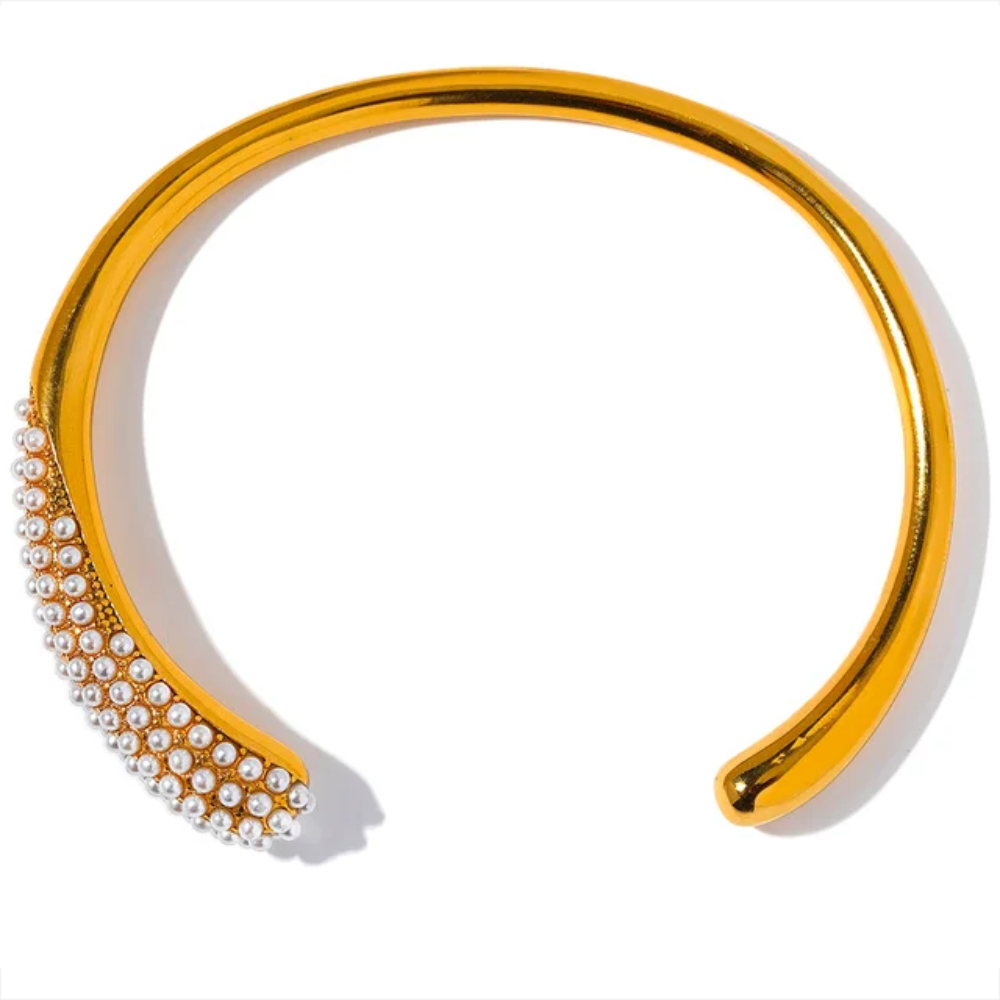 Pearl Studded Open Bangle