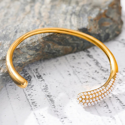 Pearl Studded Open Bangle